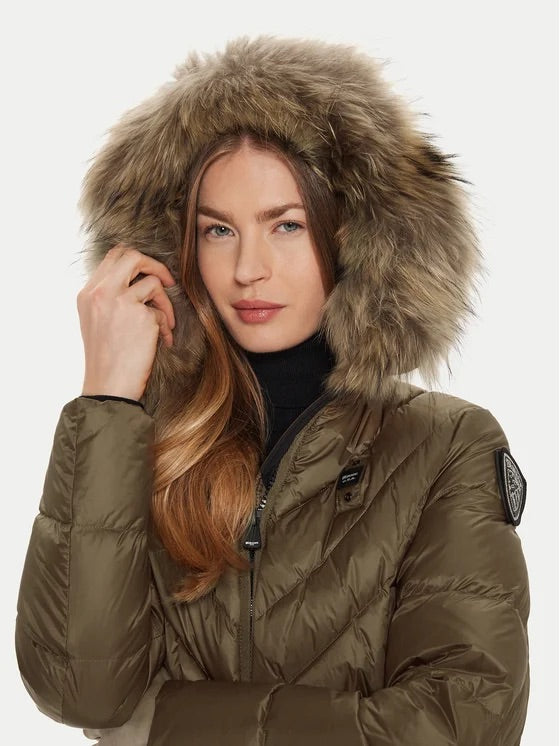 GIUBBINO BLAUER CORTO DONNA VERDE PELLICCIA