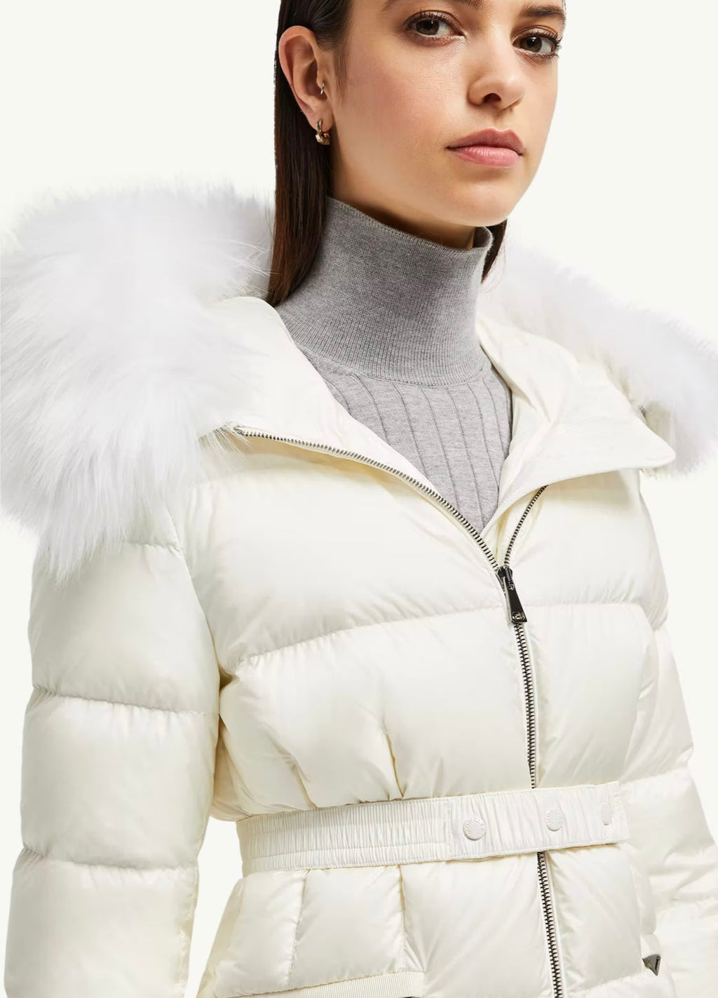 GUBBINO MONCLER DONNA BIANCO CON PELLICCIA BIANCA