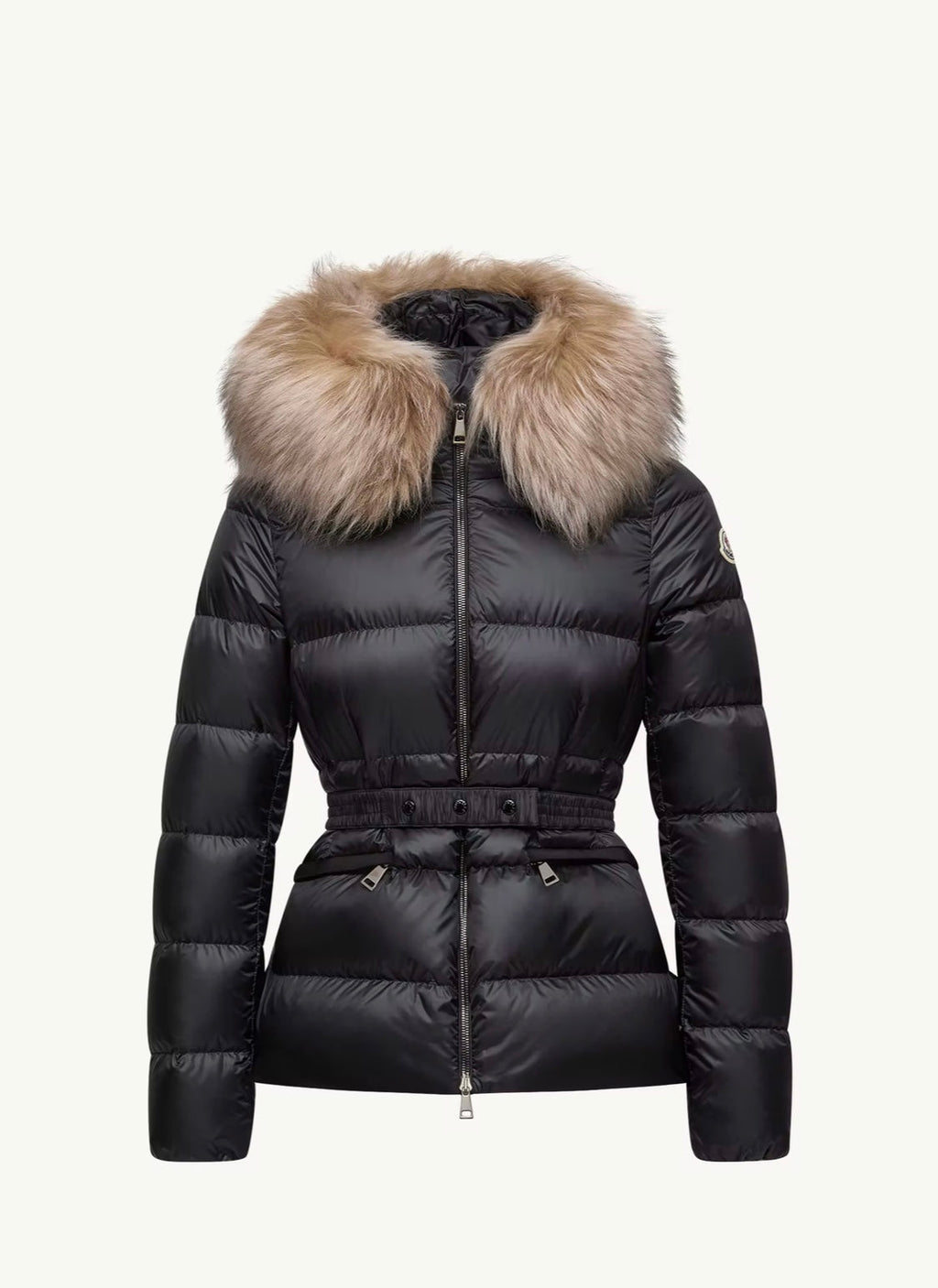 GUBBINO MONCLER DONNA NERO CON PELLICCIA BEIGE